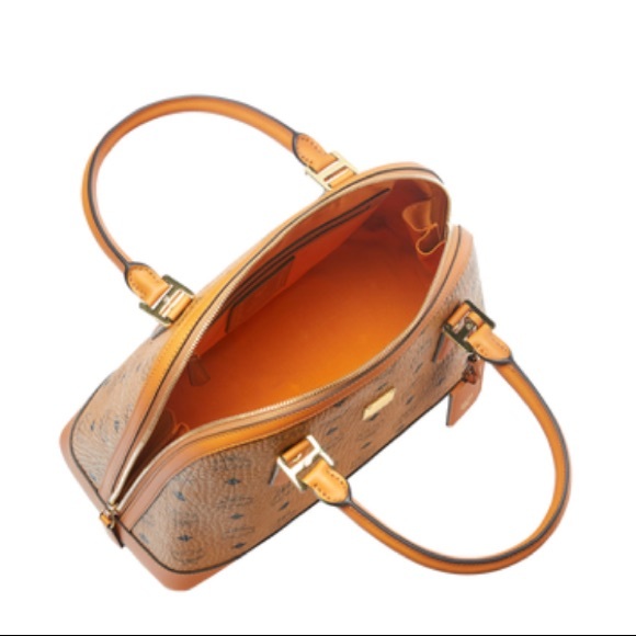 MCM Medium Heritage Canvas Bowling Bag in Cognac - Picture 2 of 16